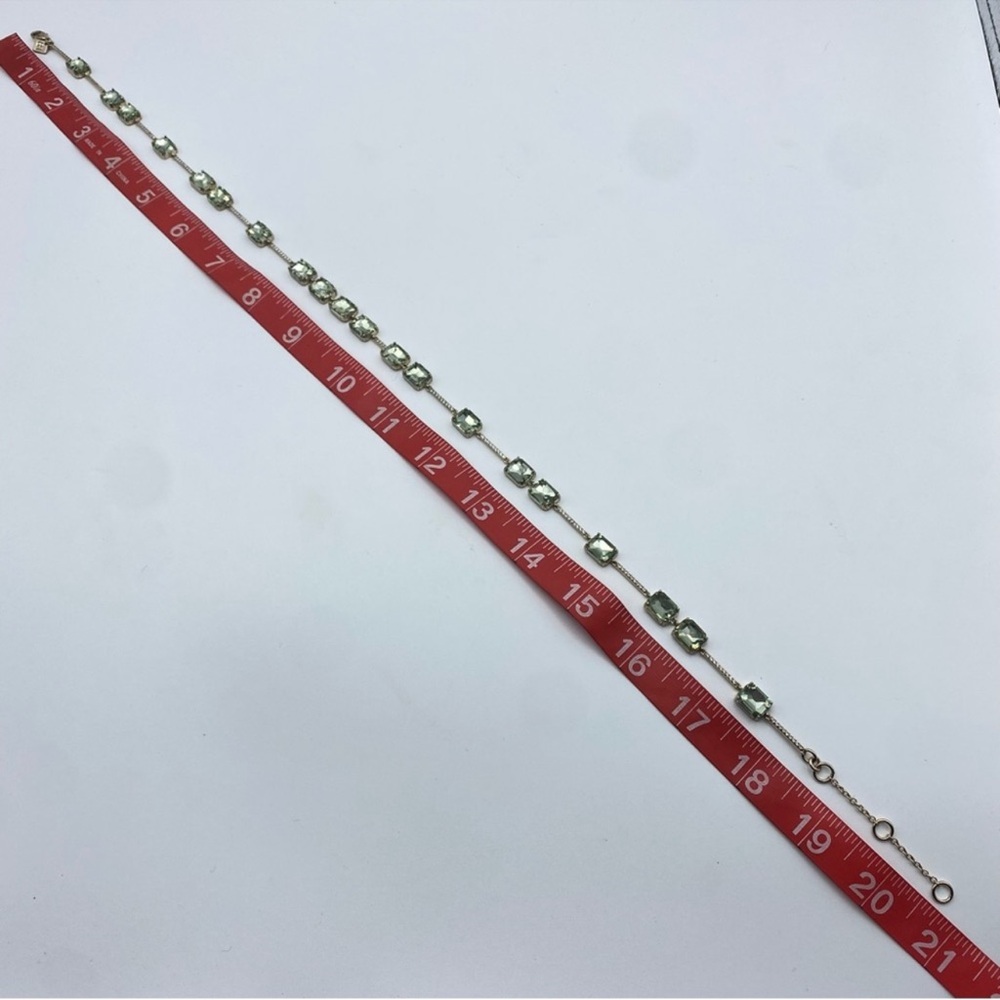 Delicate Pale Green Crystal Station Necklace - Picture 9 of 9